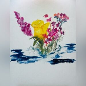 “Sunlit Blossom” Original Oil Painting on Canvas Board Signed 12” x 9” Unframed